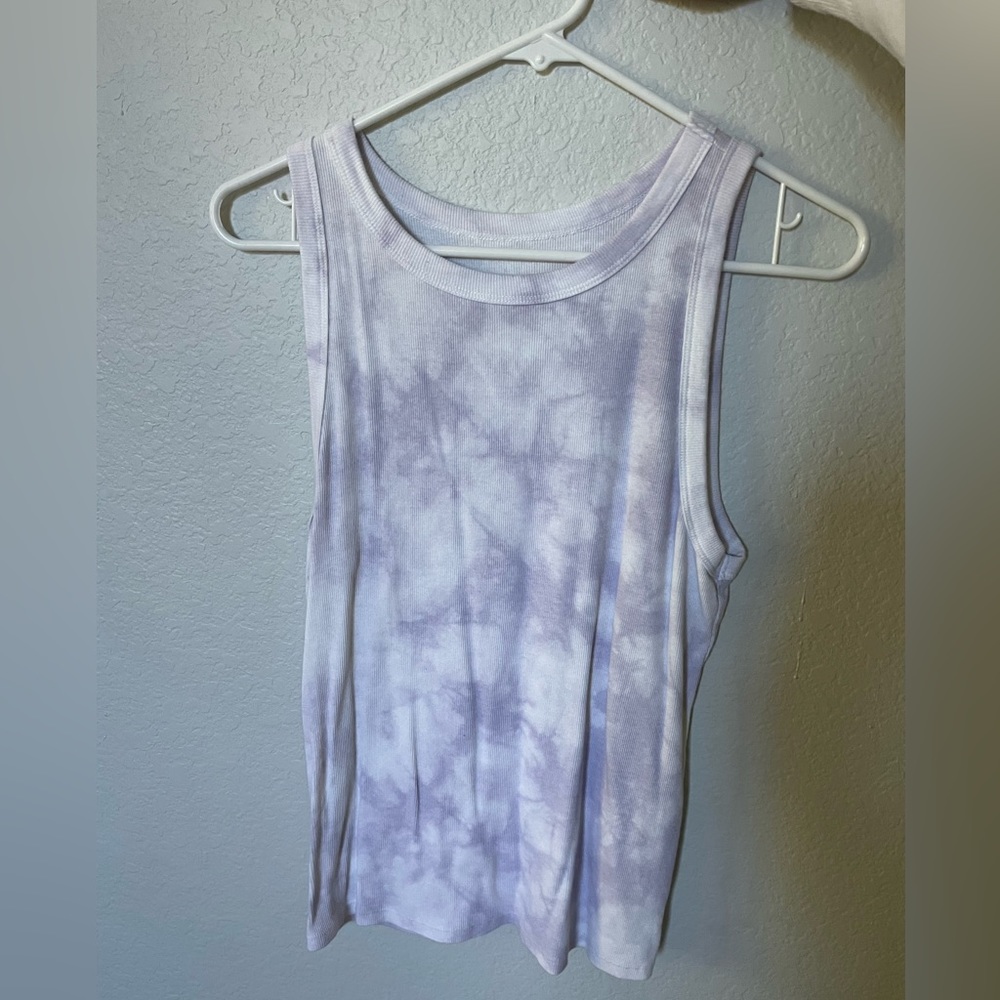 Faded Purple And White Tie Dye Tank Top